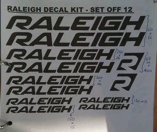 Raleigh bicycle frame decals stickers graphics sets