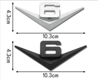 Chrome metal V6 and V8 badges / emblems.