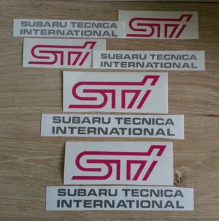 Subaru STI front metal chrome / red grille badge emblem
