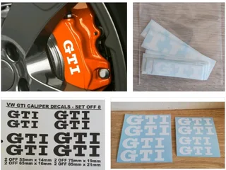 GTI VW brake caliper decals sticker sets