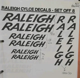 Raleigh bicycle frame stickers decals kits