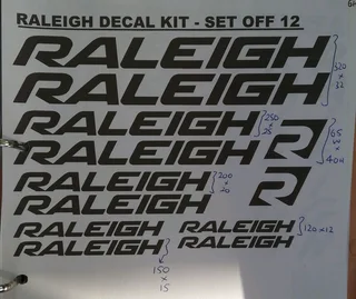 Raleigh bicycle frame stickers decals kits