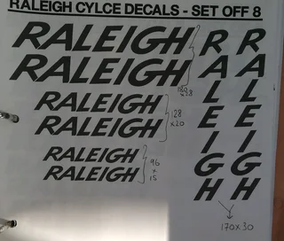 Raleigh bicycle frame stickers decals kits