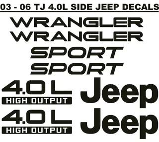 2003 - 06 Jeep TJ 4.0L side stickers decals