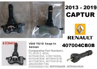 Renault Captur tyre pressure monitor sensors / TPMS