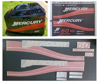 Mercury 60 Outboard motor cowl stickers decals kits
