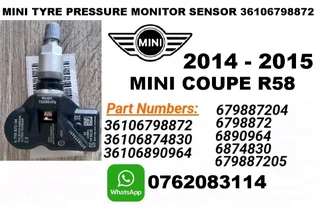 R58 Mini Coupe TPMS tyre pressure monitor sensors