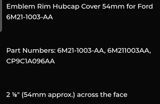 Ford 54mm wheel rim centre caps emblems