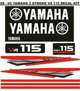 Yamaha  V4 115 two stroke outboard motor stickers decals graphics