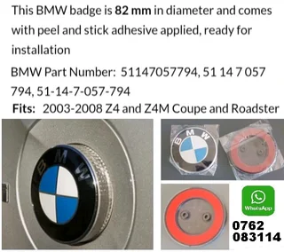 BMW Z4 E85 badges emblems stickers