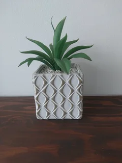 A faux succulent in a square clay fibre pot for sale - like new, Umbilo
