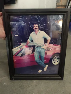 Retro 80s-Style Photo Print of Tom Selleck with Sports Car 8x10 – Great Décor
