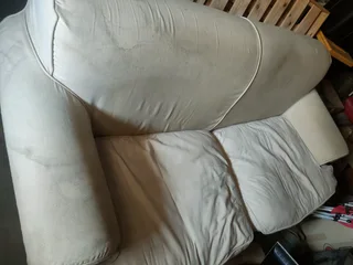 2-Seater Cream Couch – Comfortable &amp; Sturdy – Needs Cleaning