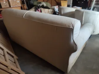 2-Seater Cream Couch – Comfortable &amp; Sturdy – Needs Cleaning