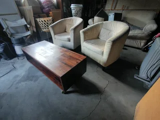 2 Beige Tub Chairs – Comfortable &amp; Sturdy – Perfect for Lounge / Airbnb