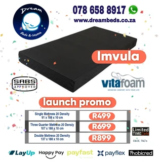 MATTRESS from R499 BED frm R1999