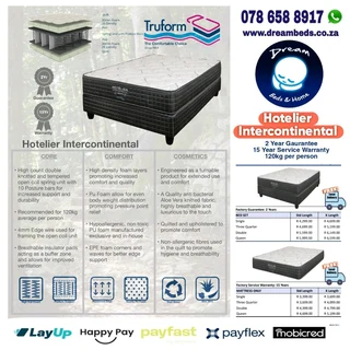 Meet the Truform Intercontinenral Bed from R4299 or Mattress from R3399 Free delivery