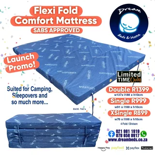 LAUNCH PROMO - Our NEW Flexi Fold Comfort Mattress has arrived – practical, compact, and affordable