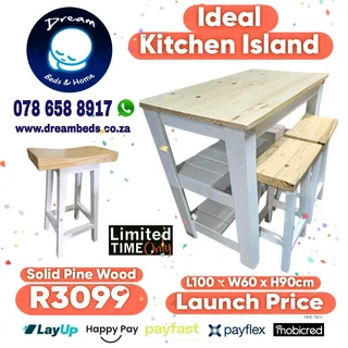 ON PROMO - Kitchen Island with Stools