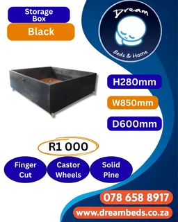 Storage Box On Wheels Black R1 000