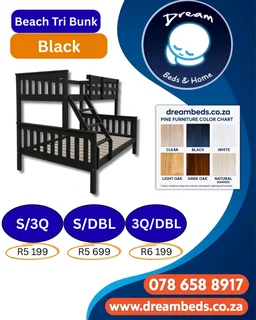 Beach Tri-Bunk - S/3Q - Black - R5 199