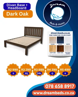 Pine Divan Base &#43; Headboard - K - Natural Sanded - R4 999