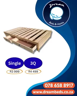 Pine Divan Base &#43; Headboard - S - White - R2 999