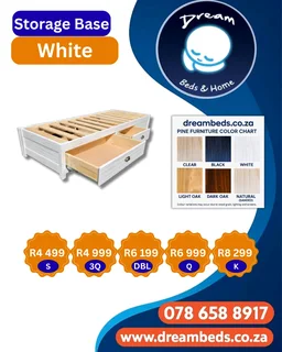 Solid Storage Base with Headboard - S - R5 349 - Natural Sanded