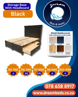 Solid Storage Base with Headboard - R7 999 - DBL - Black