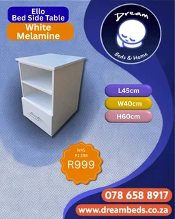 Retro Bed Side Table - 1 Drawer&#43; 1 Shelf - White - R1 299