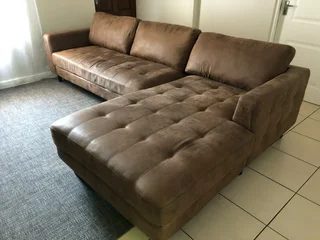3m x 2m Huxley Brown Leather Corner Couch