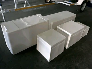 VARIOUS FIBERGLASS BOAT BOXES