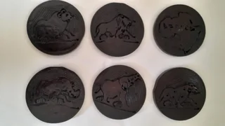 Wooden Coasters with Wildlife Designs &#43; Storage Box