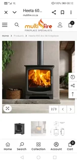 Heeta 600 cast Iron fireplace with stainless steel flue kit.