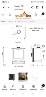 Heeta 600 cast Iron fireplace with stainless steel flue kit.