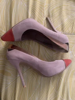 Beige suede stilettos