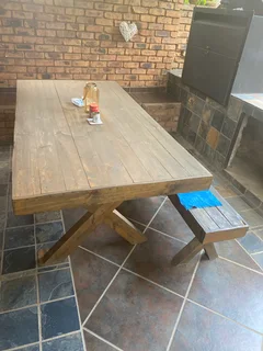 Wood patio table