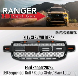 Motorized styling Ford ranger 2023+Led sequential grill,raptor style black letters XLT/XLS/WTRAK