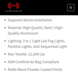 Motorized styling Front steel bumpers hamer ford ranger atlas series 2023&#43;