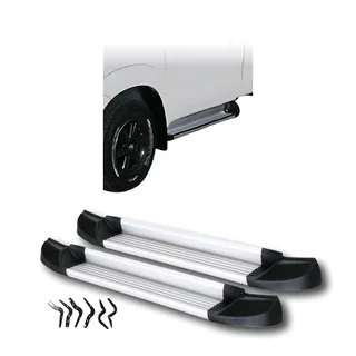 Motorized Styling Hilux 2005-2015 single cab runner boards black with silver