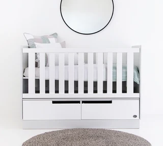 White Baby Wooden Cot with matress