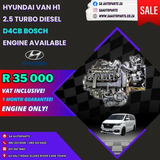 Hyundai H1 Van D4cb Bosch Motor Engine For Sale