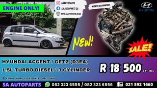D3EA Hyundai Getz Accent 1.5 Turbo Diesel motor engine for sale