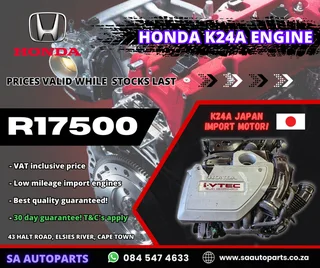 K24A JDM (Japan)  Hi Comp 3 lobe Motor Engine for sale