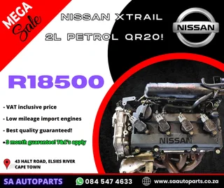 Nissan Xtrail 2L petrol QR20 motor engine for sale