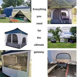 Fully set up trailer and camp equipment