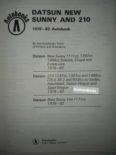 Datsun New Sunny, 210 - 1978-82 - Autobooks - Owners Workshop Manual - 977.