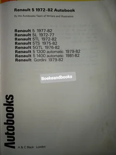 Renault 5 - 1972-82 - Autobooks - Owners Workshop Manual - 739 - REF: 7776.