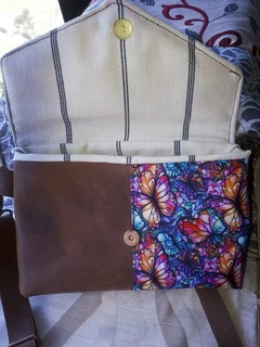 Leather Handbag with beautiful panels