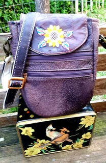 Leather sunflower handbag